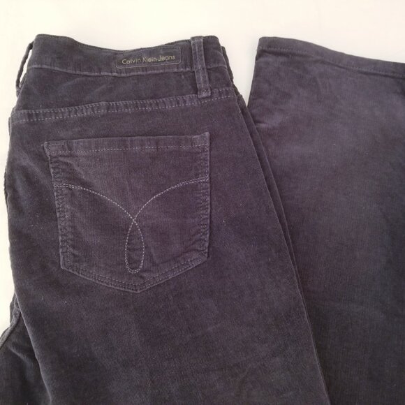 Calvin Klein Corduroy Deep Blue Green Jeans Straight Ladies Size 10 - Picture 4 of 8